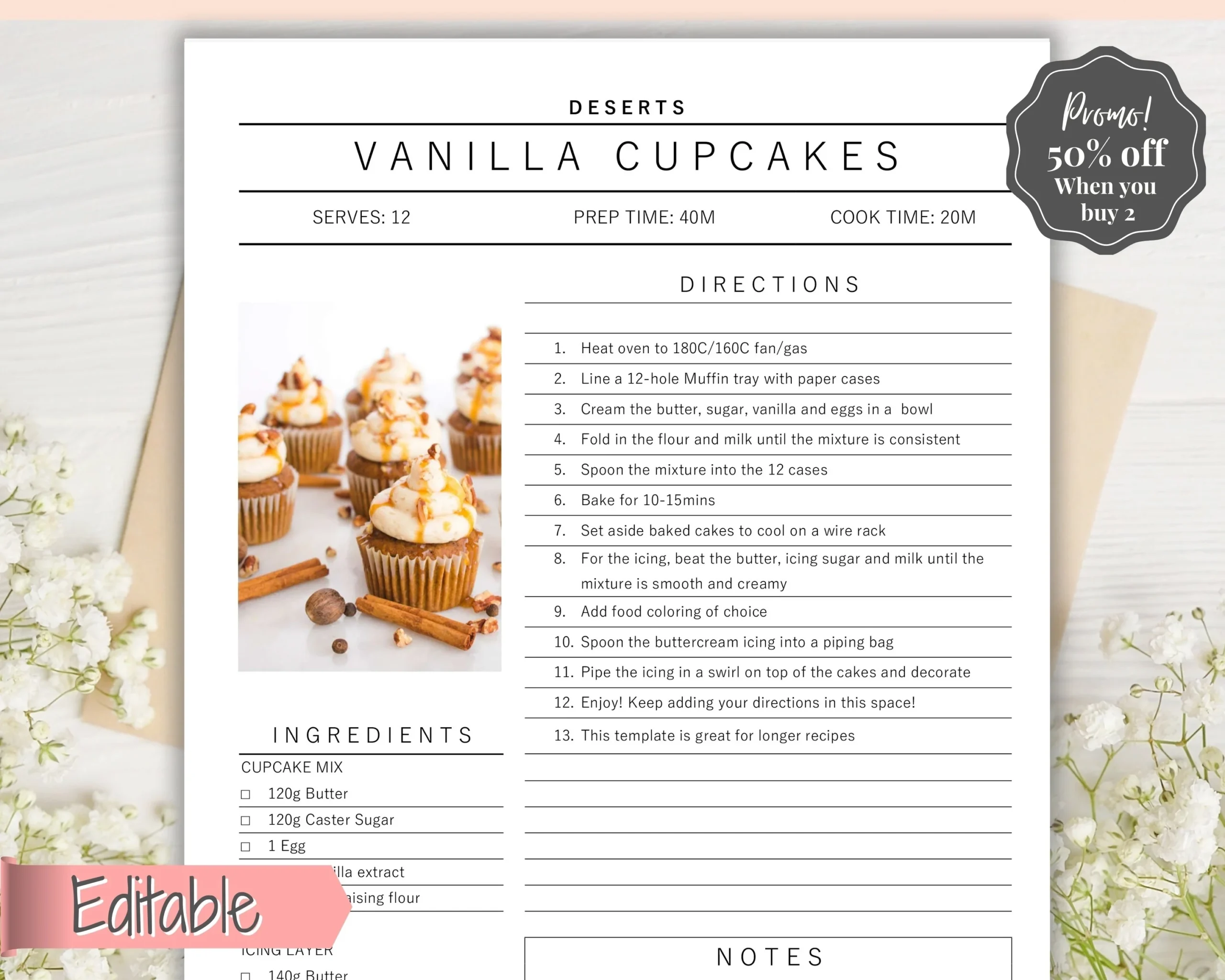 Editable Recipe Sheet Template Printables Small Photo