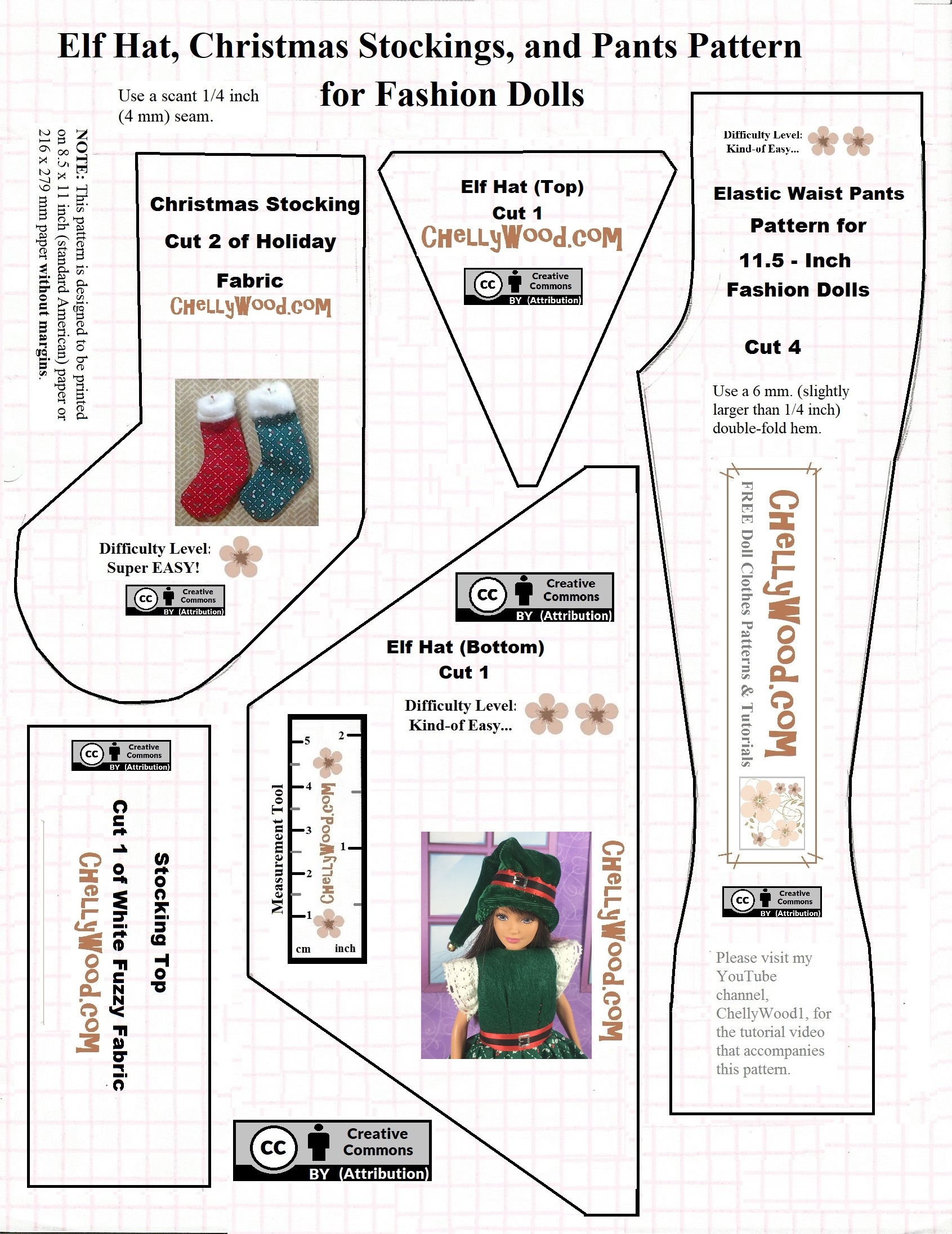 Elf Hat For ElfOnTheShelf Or dolls free Pattern ChellyWood 
