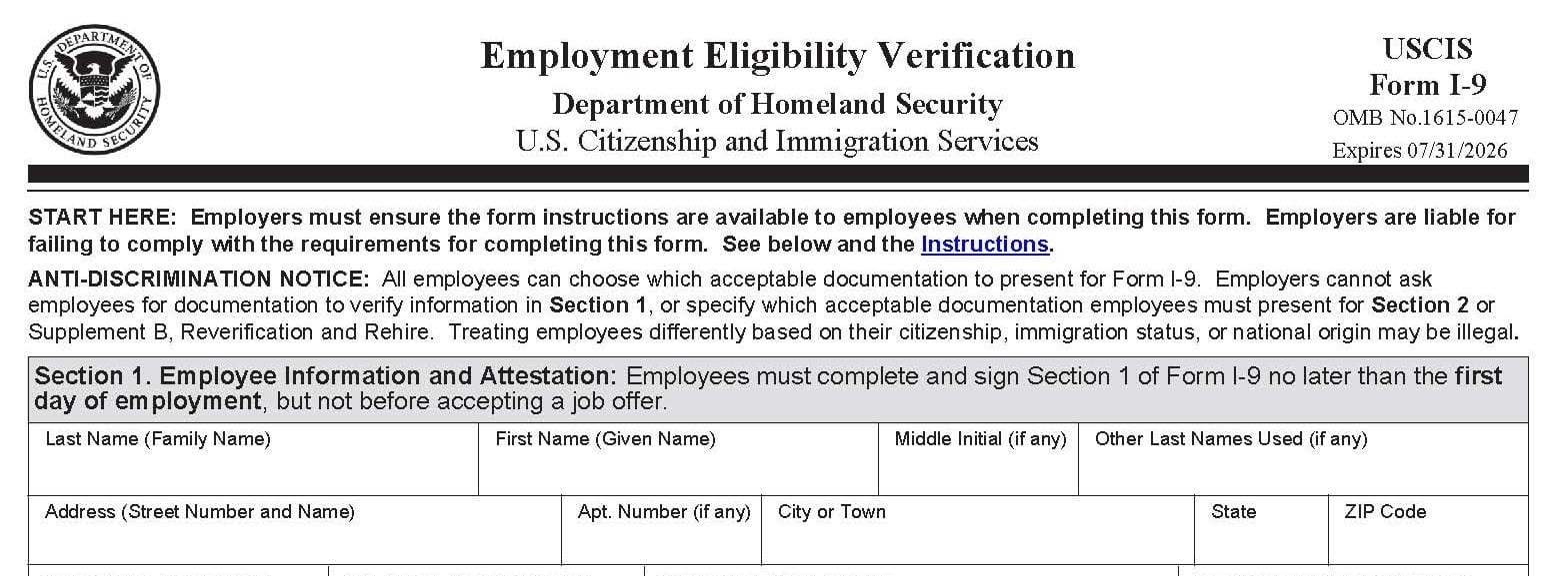 I 9 Form 2026