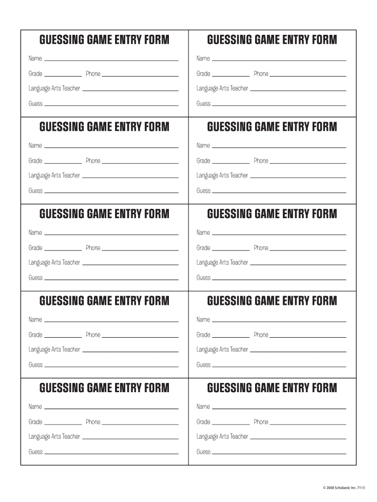 Entry Form Template Fill Online Printable Fillable Blank 