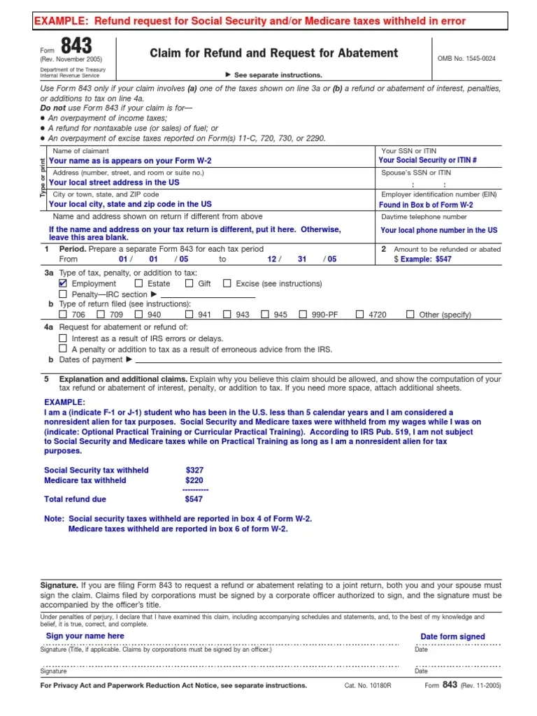 Irs Form 843 For Business