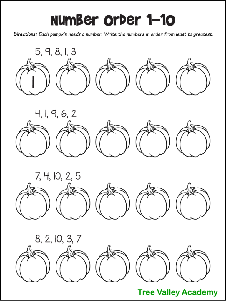 Fall Math Worksheets For Kindergarten Preschool amp 1st Grade