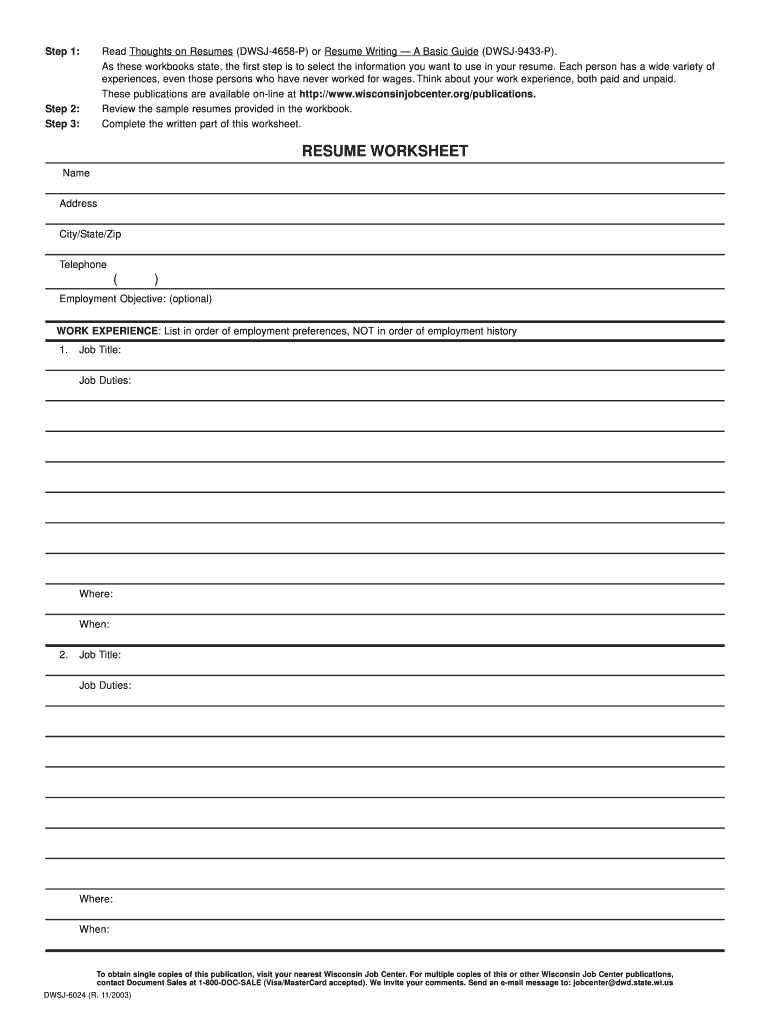 Fill In The Blank Resume Worksheet Fill Out amp Sign Online DocHub