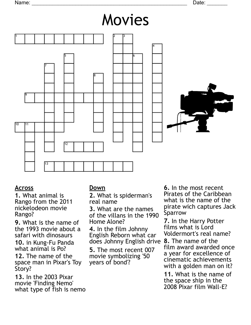 Film Genres Crossword WordMint