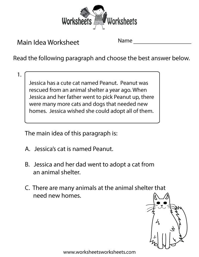 Worksheet For Main Idea