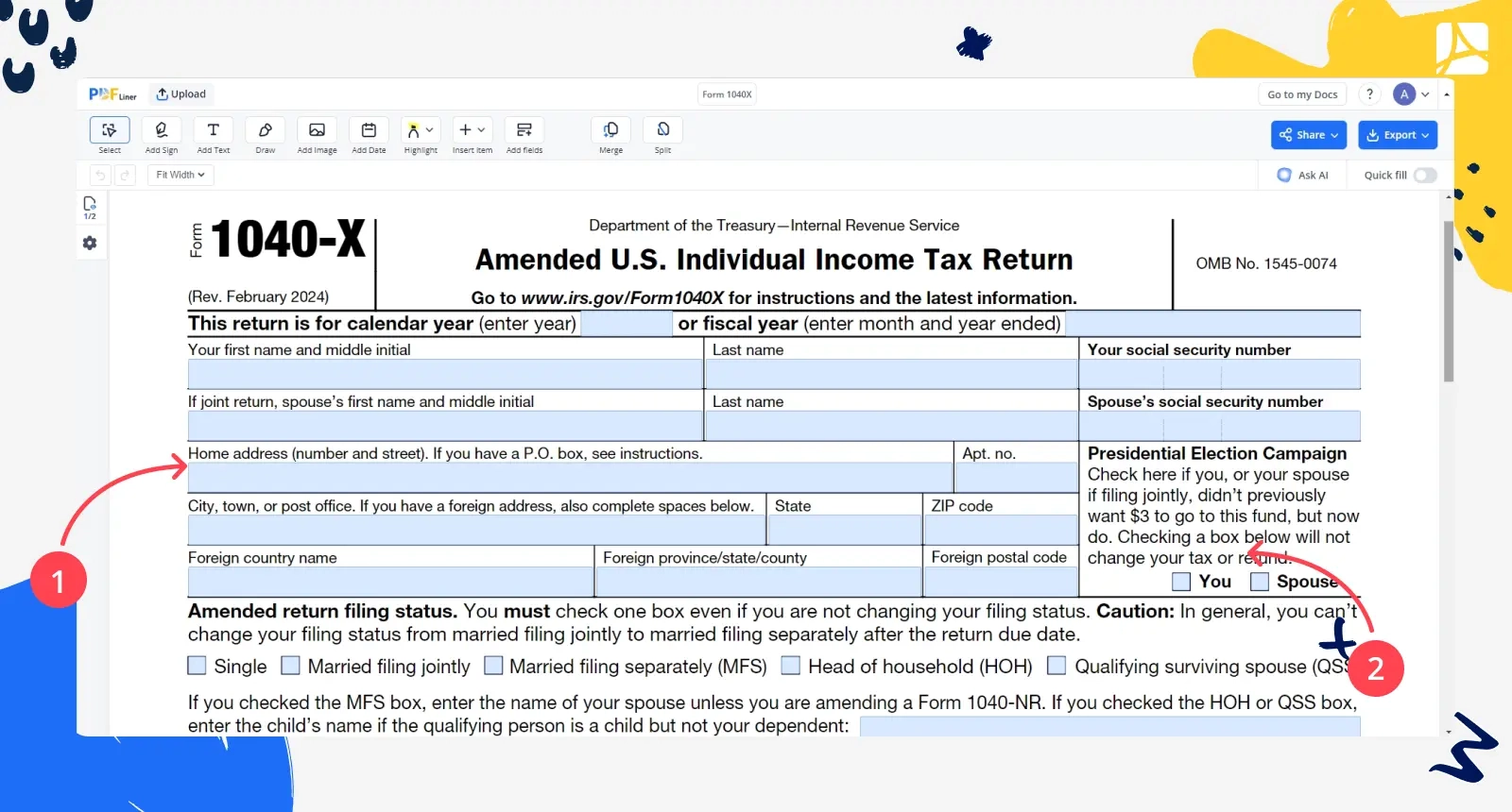 Form 1040x Printable For Free