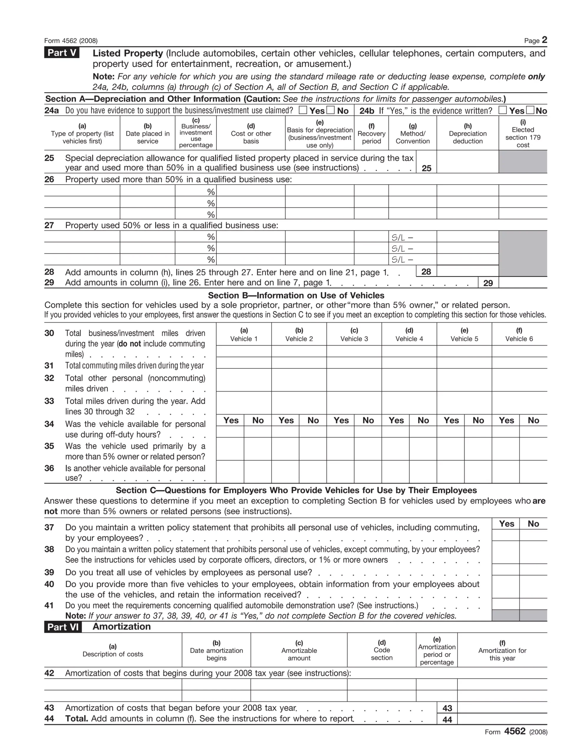 Form 4562 Depreciation And Amortization PDF