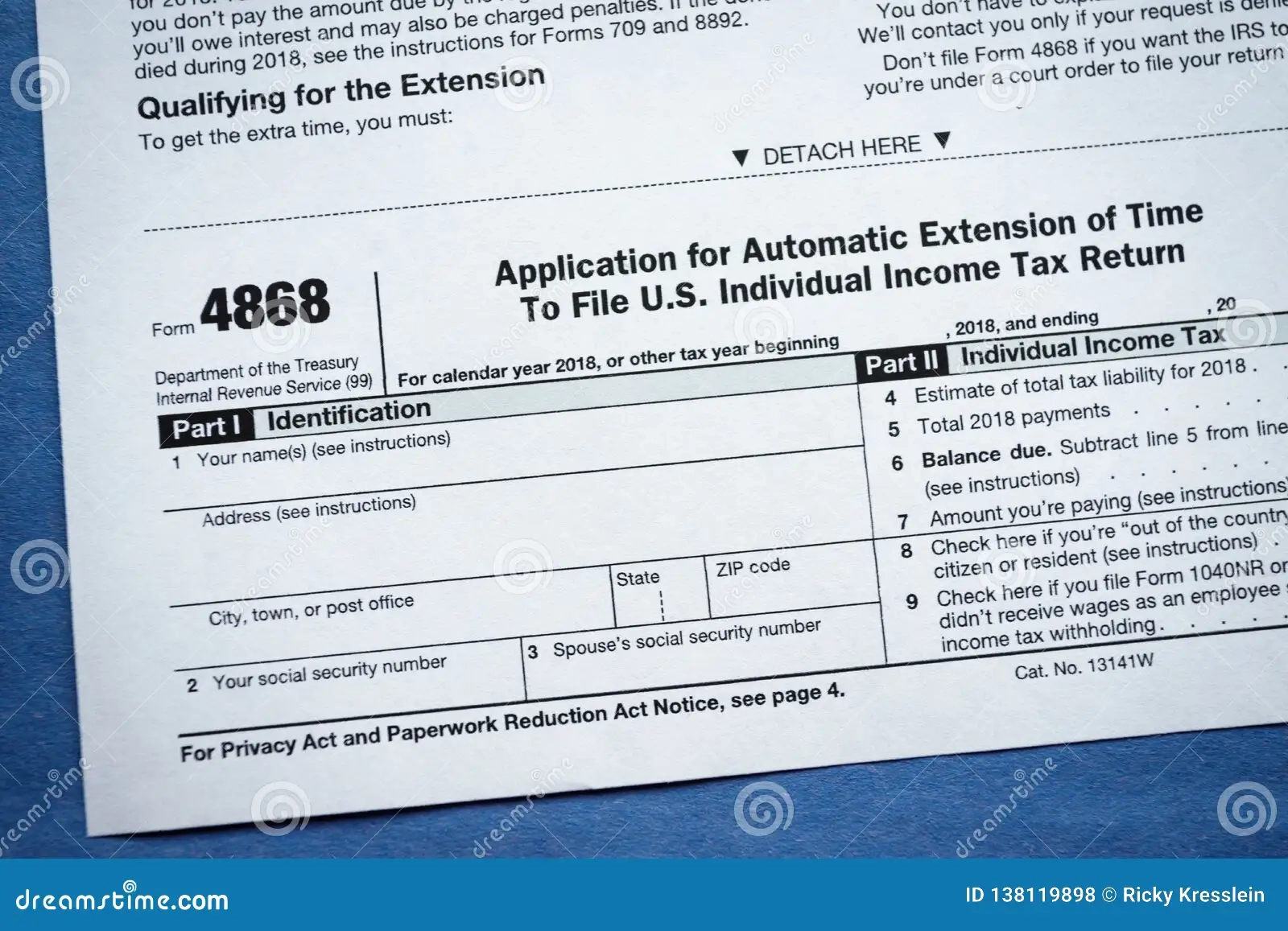 Irs Form Number 4868