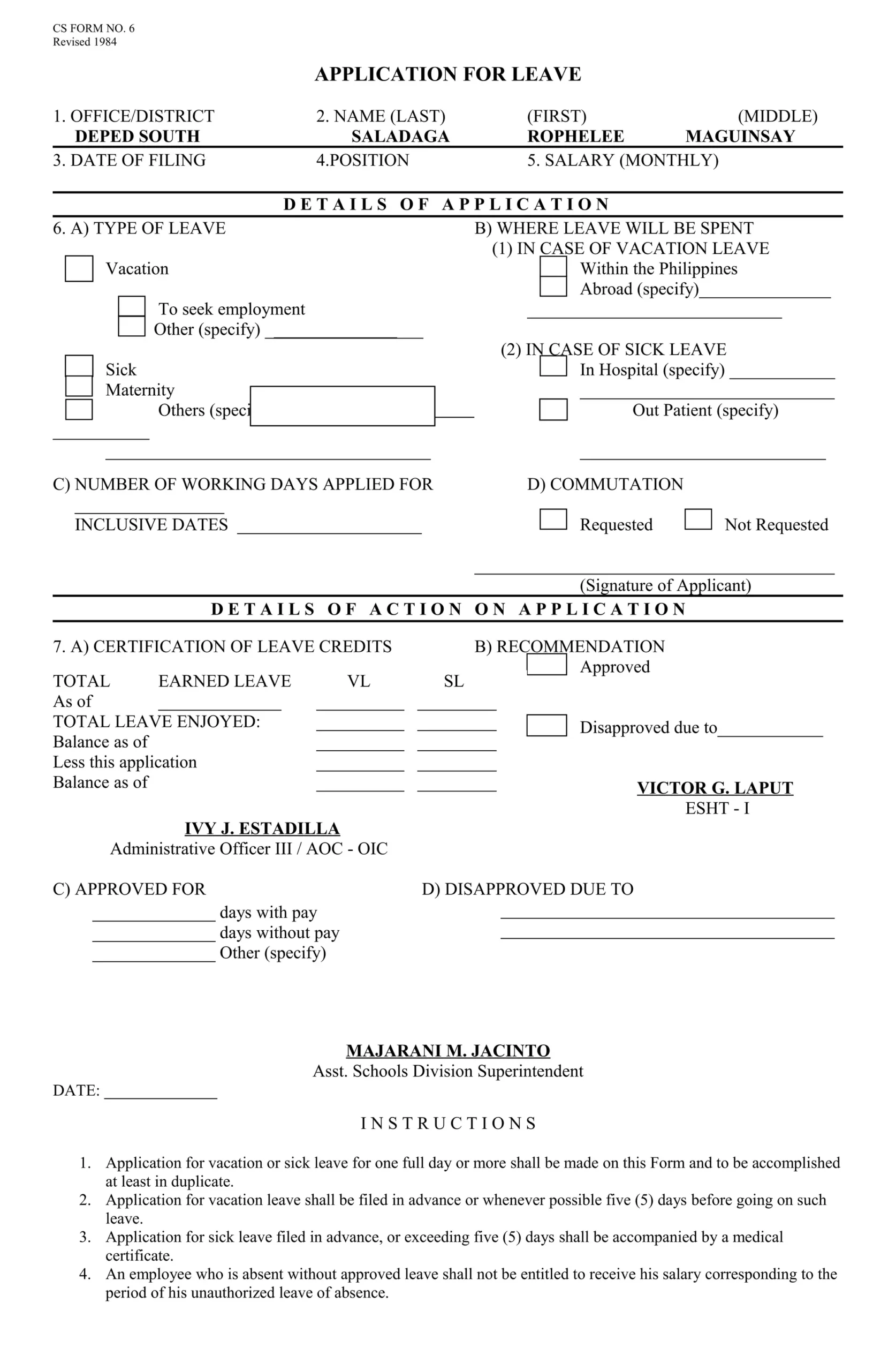 New Form 6 Deped