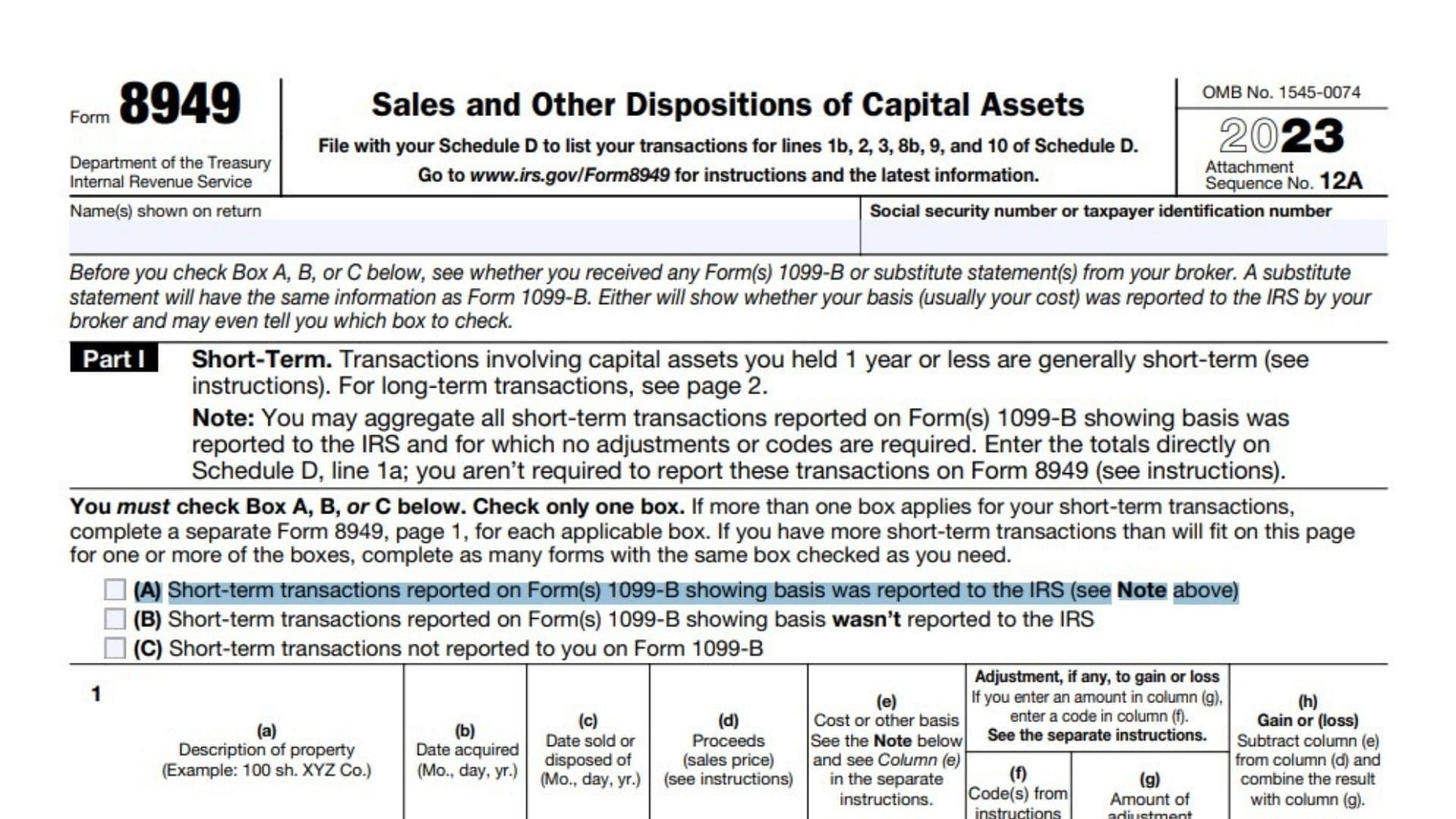 Form 8949 Instructions 2025 2026