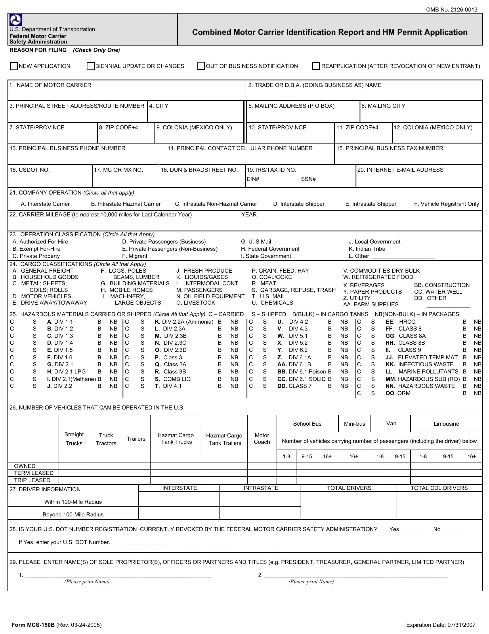 Form Mcs 150B Fill Out Printable PDF Forms Online