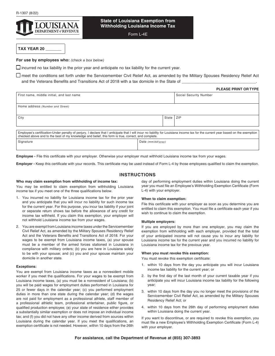Form R 1307 L 4E Fill Out Sign Online And Download Fillable 