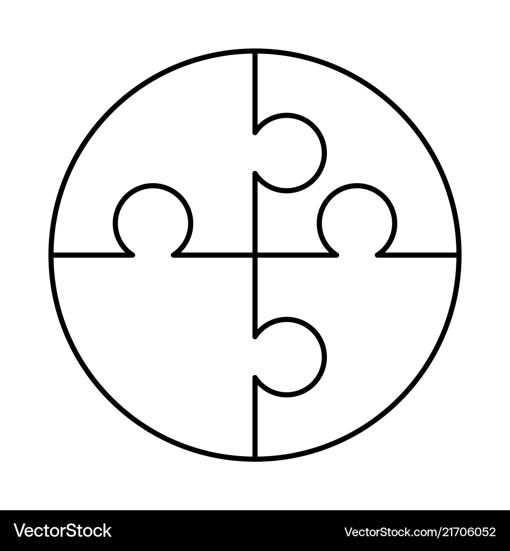Four White Puzzle Pieces Round Template Royalty Free Vector 