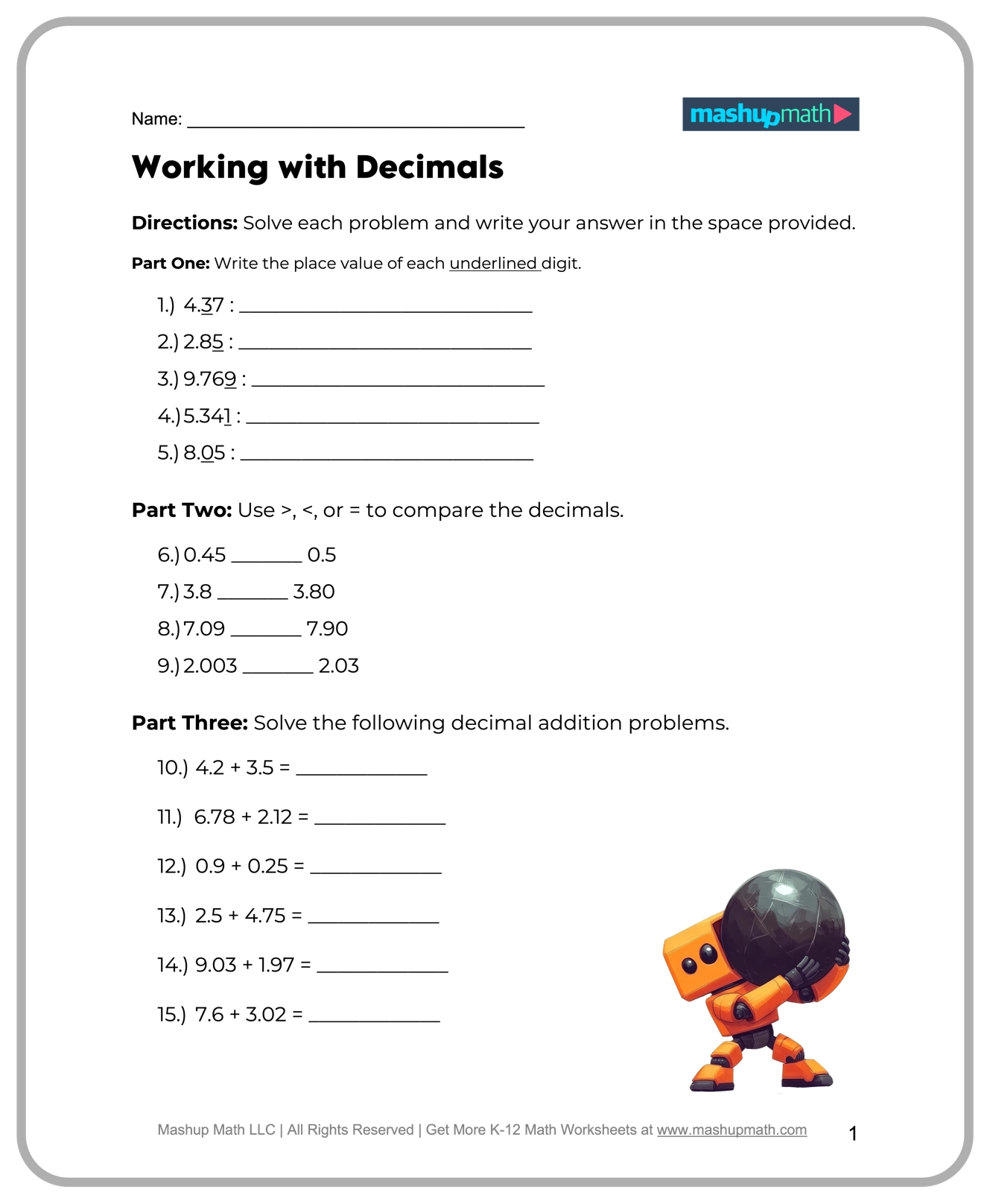 Free 5th Grade Math Worksheets Printable W Answers Mashup Math