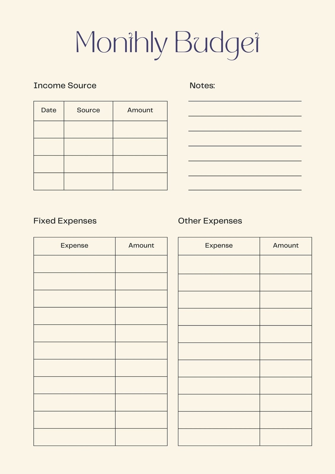Paycheck Budget Template Printable