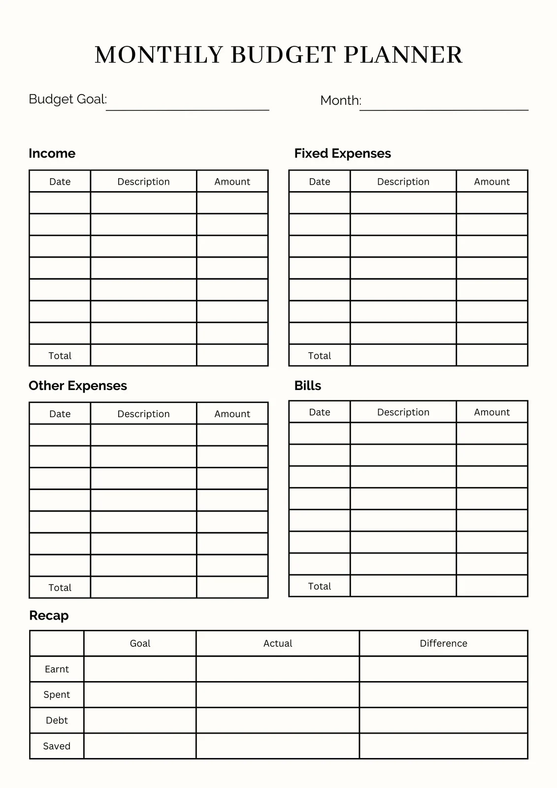 Simple Weekly Budget Worksheet Printable