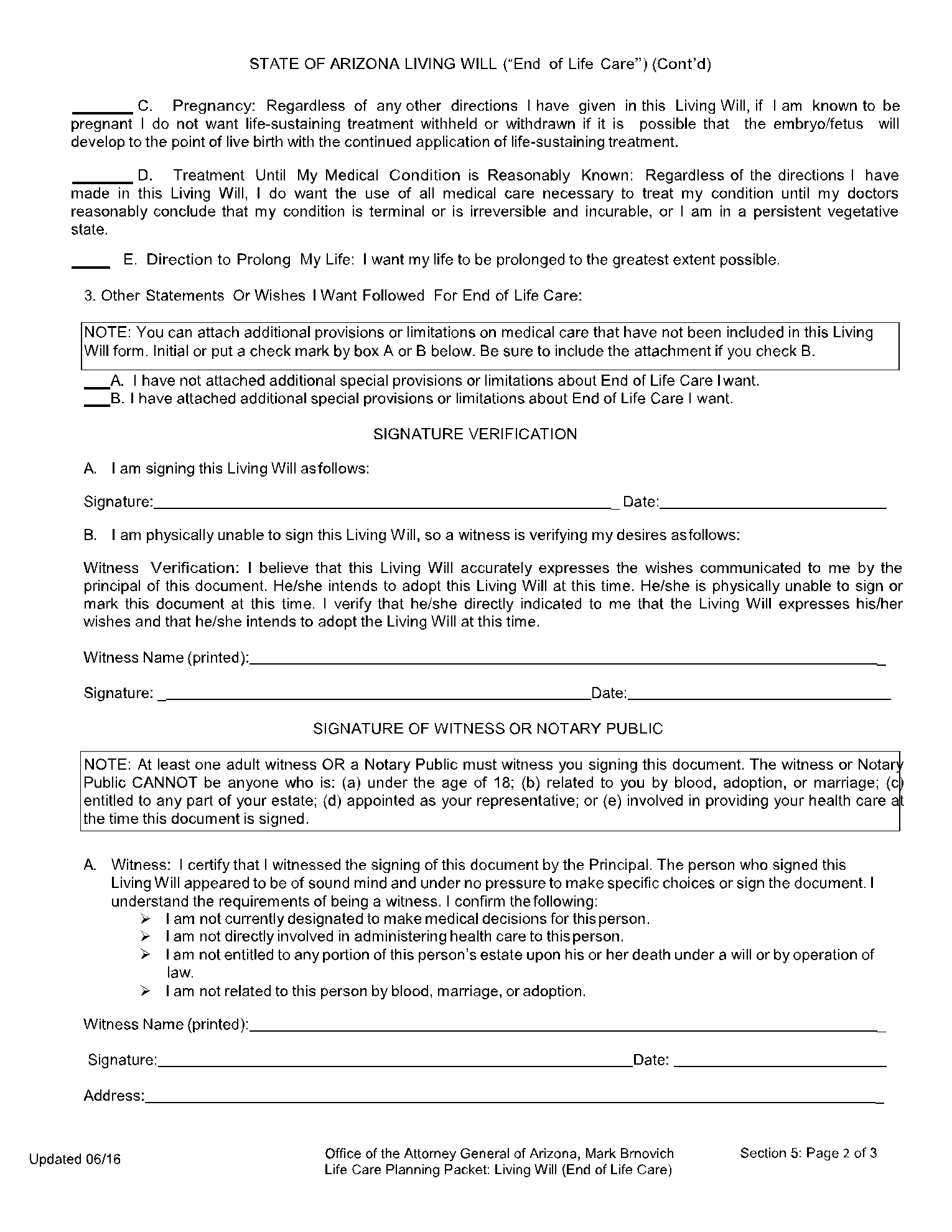 Free Arizona Living Will Form In 2021 CocoSign