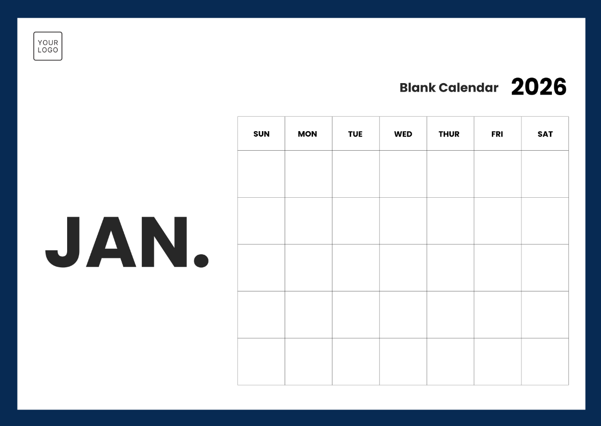 Blank 2026 Calendar