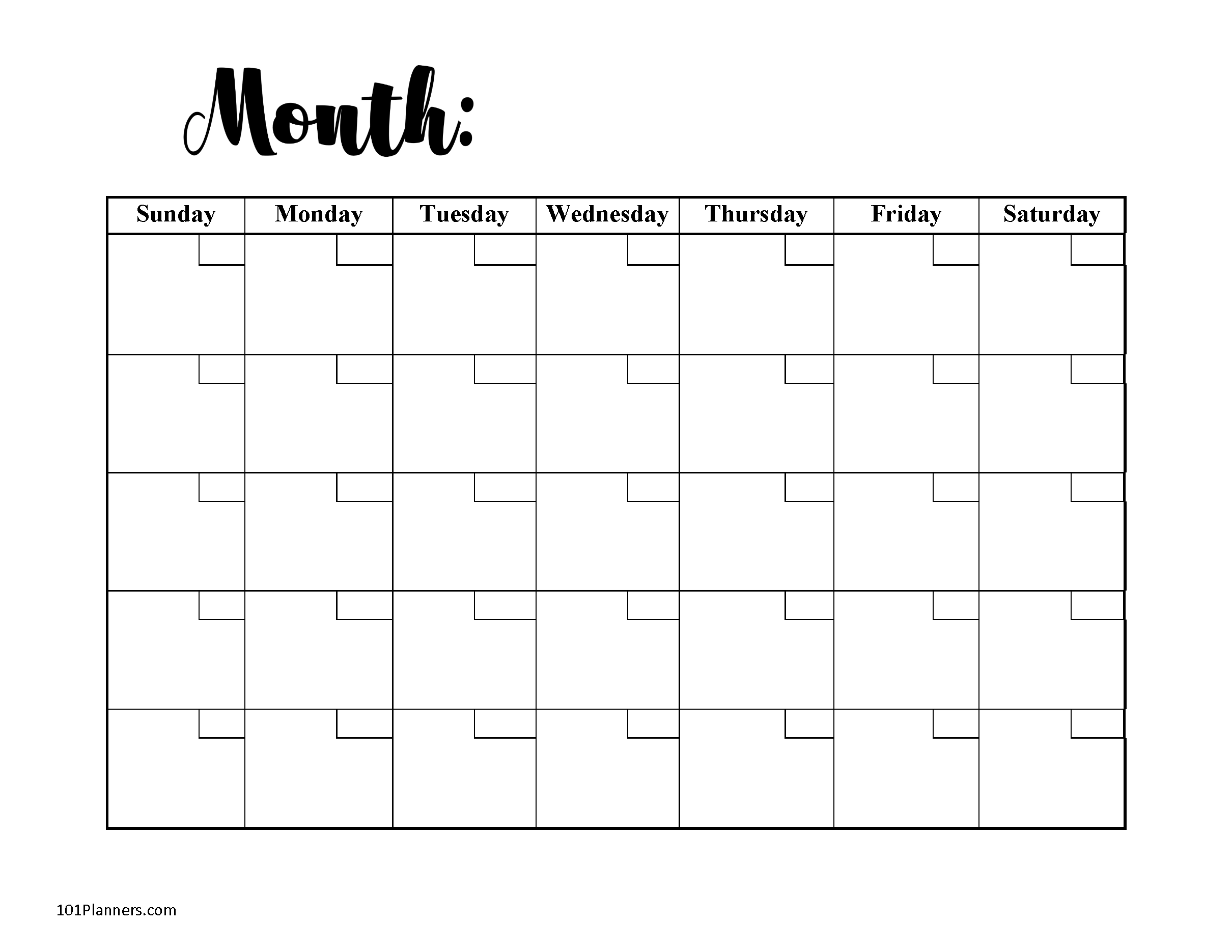 Free Printable Blank Calendar Pages