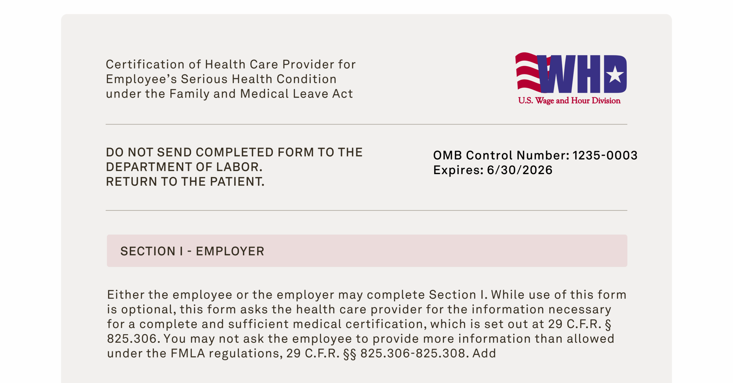 Free Checklist Serious Health Condition Form For FMLA Leave