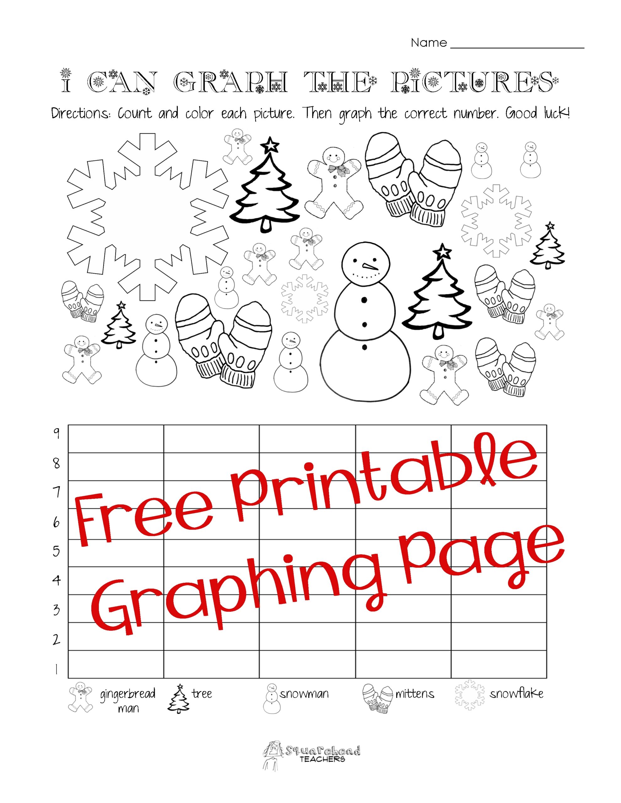 Free Christmas Winter Graphing Worksheet Kindergarten First 