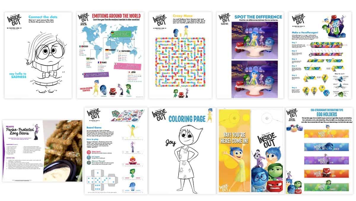 Free Printable Inside Out Activities