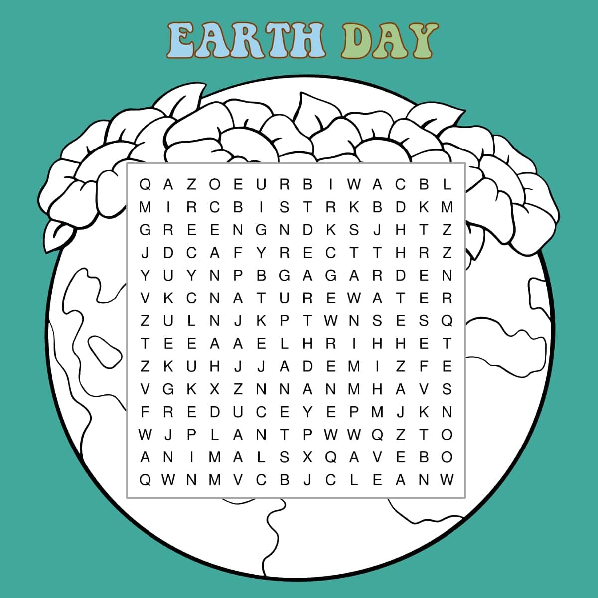 Earth Day Word Search Free Printable