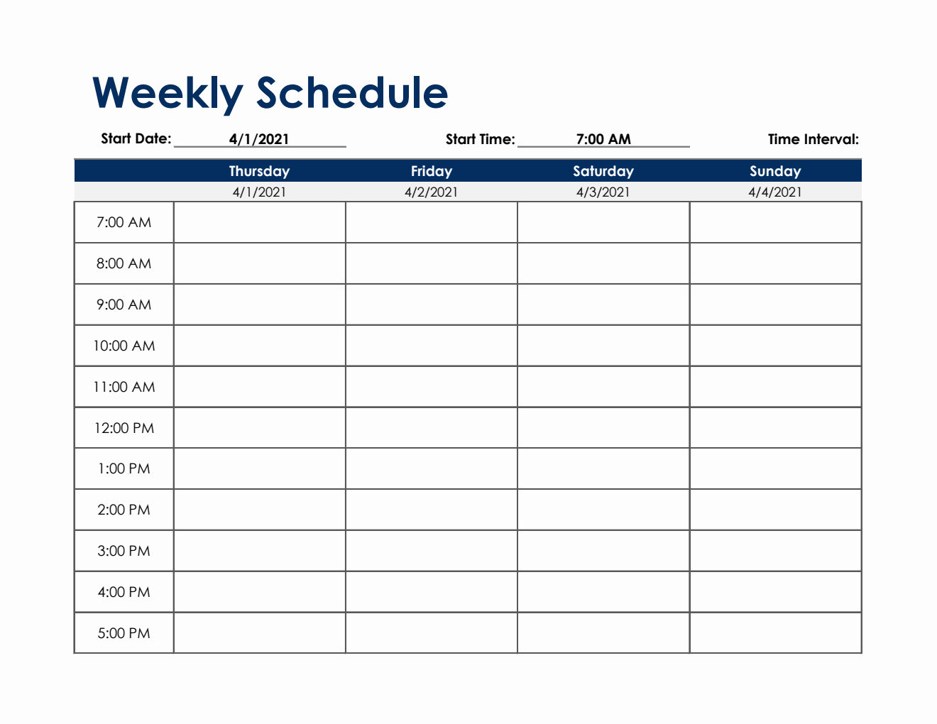 Printable Free Weekly Employee Work Schedule Template