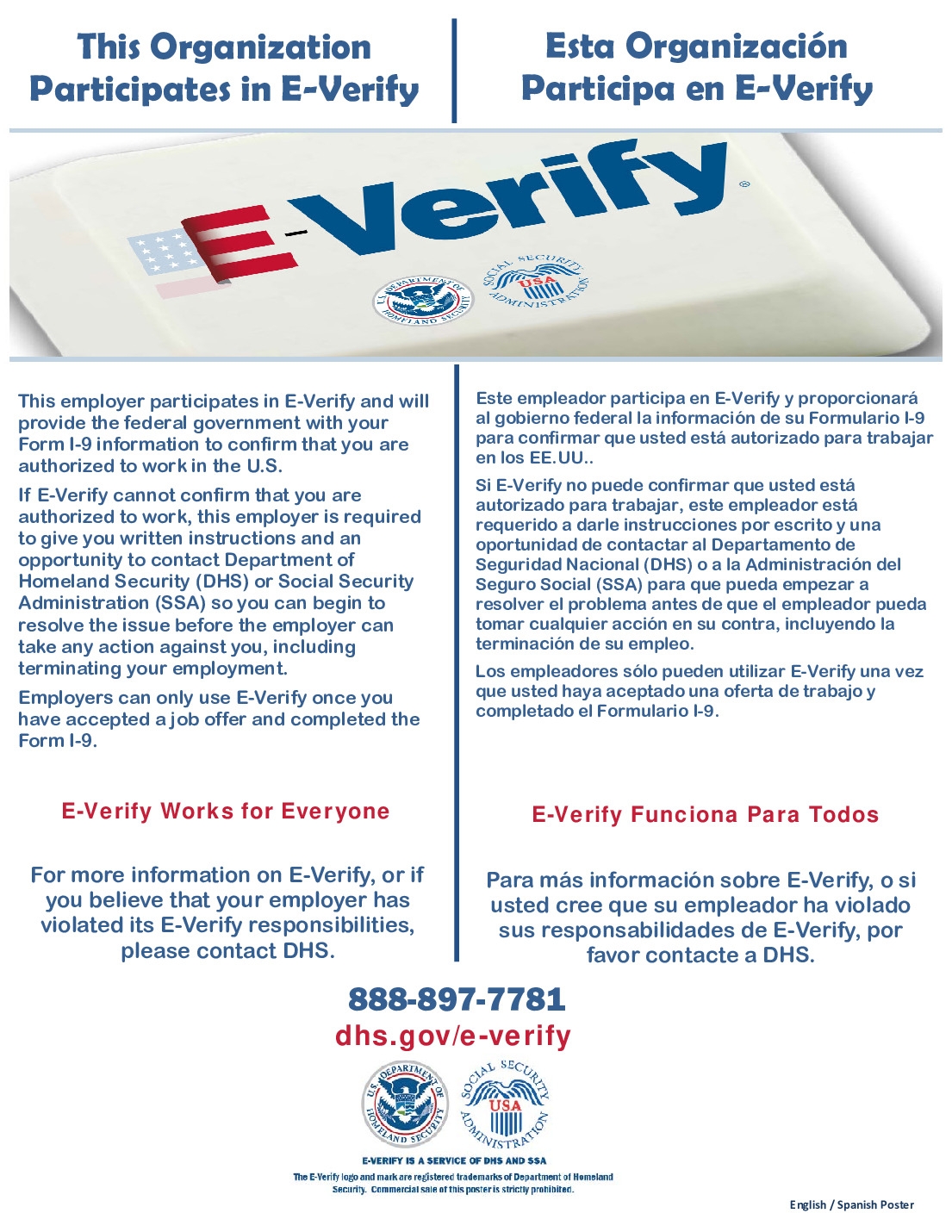 Free Federal E Verify Participation Poster Labor Law Poster 2026