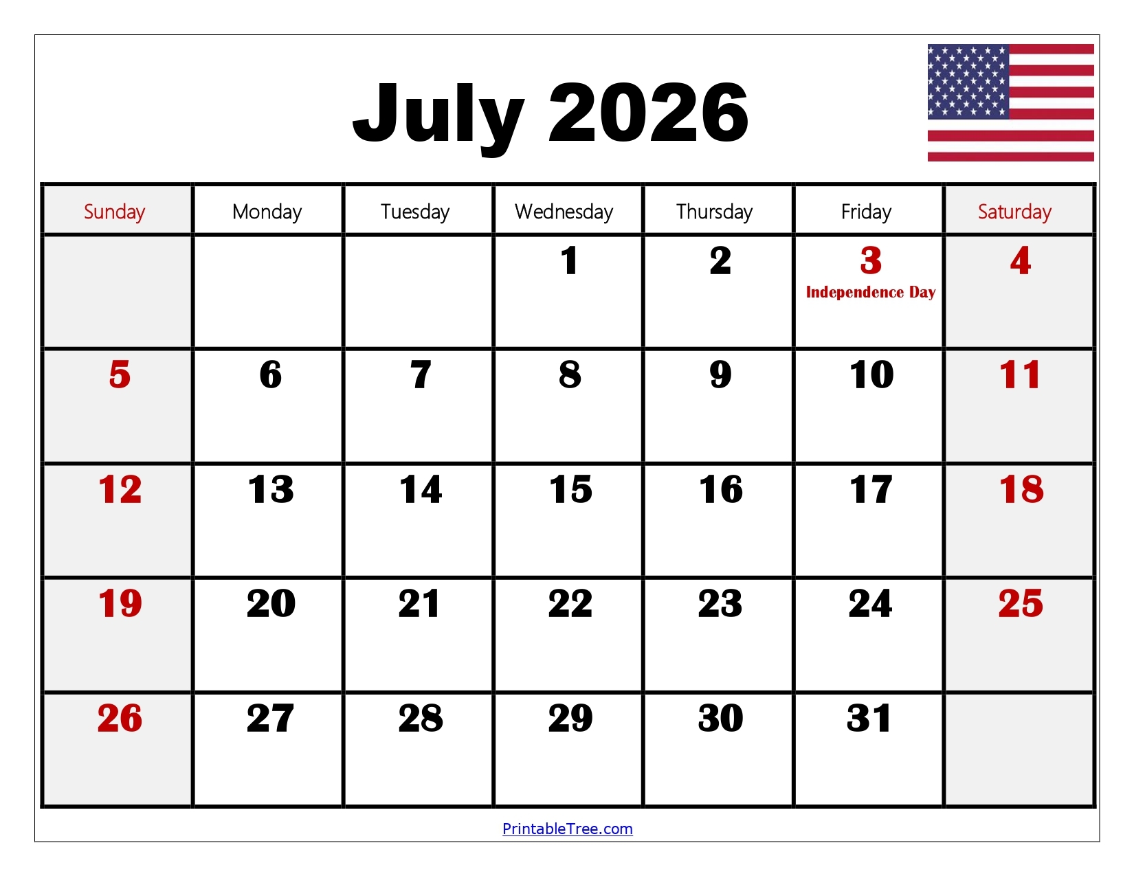 Julian Calendar 2026 Printable