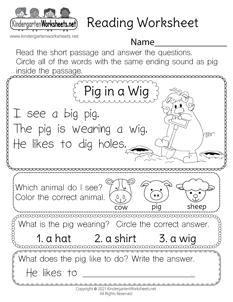 Free Kindergarten Reading Worksheets Engaging Activities For 