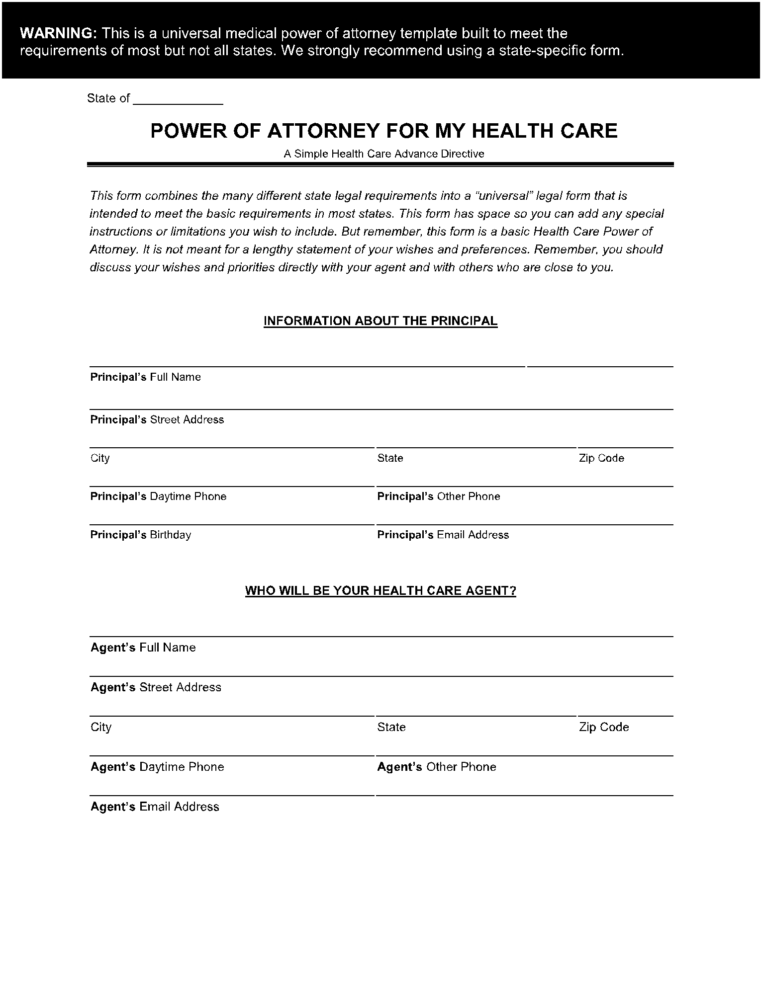 Printable Form For Power Of Attorney Medical