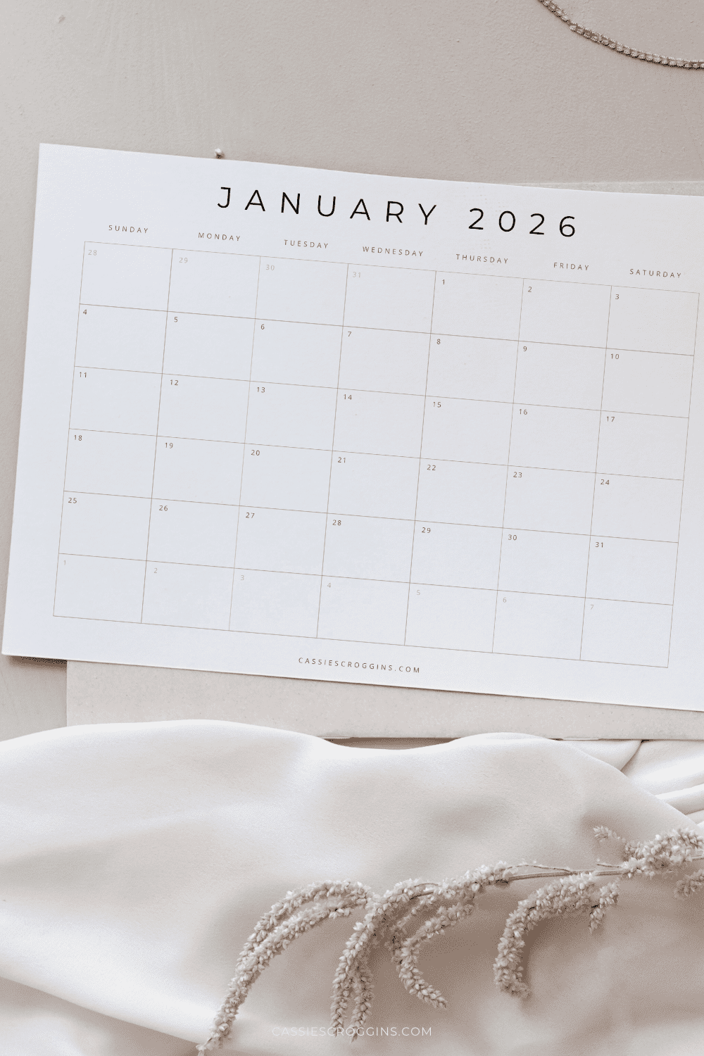 2026 Free Printable Calendar By Month