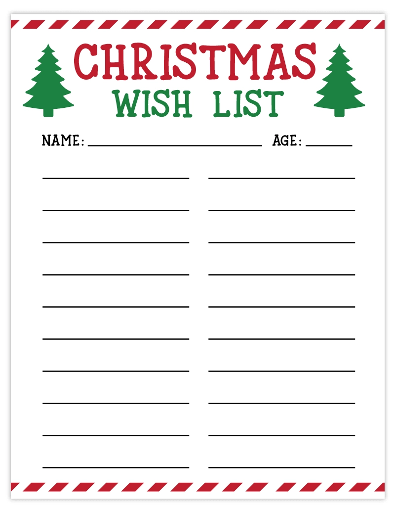 Christmas Wish List Template Free Printable