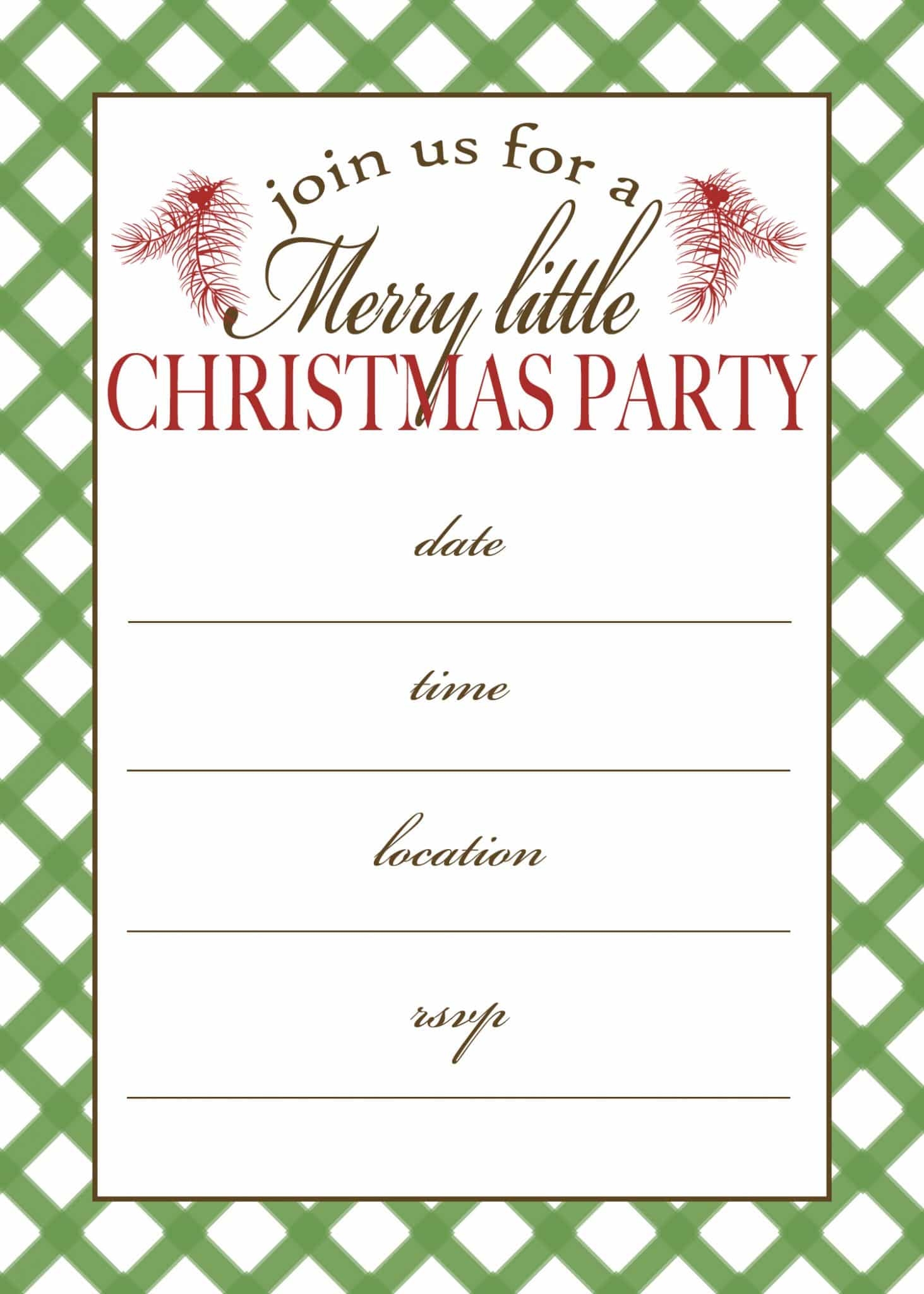 Christmas Invitation Template Printable Free