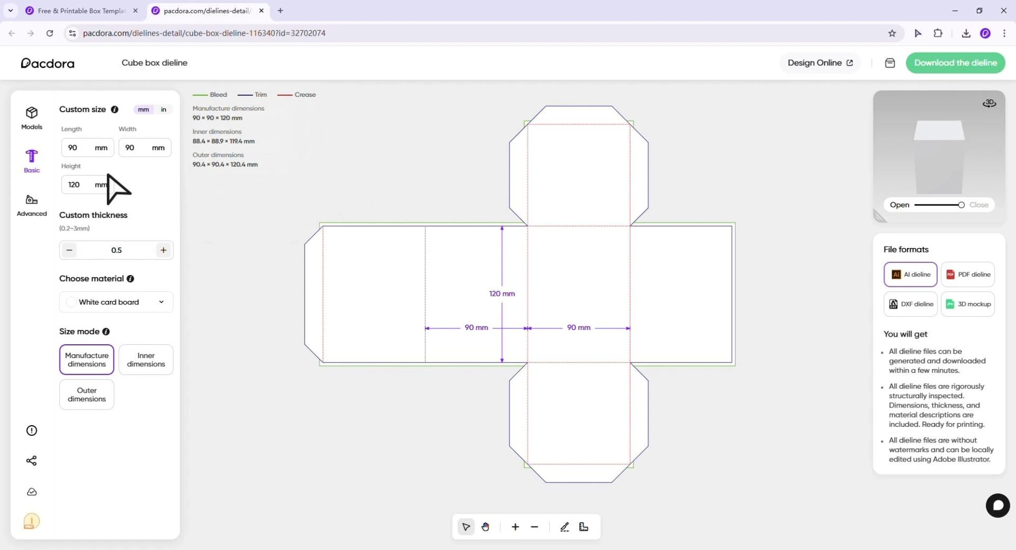 Cube Printable Template