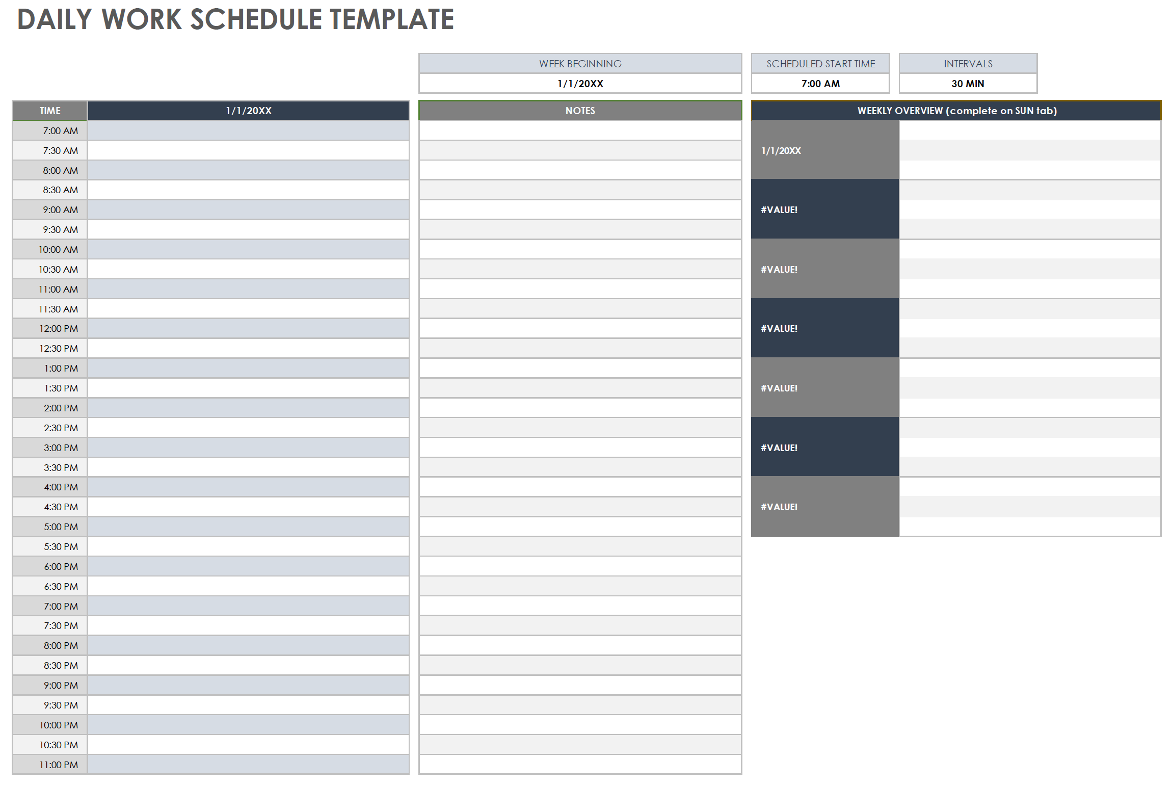 Daily Blank Calendar Online Printable