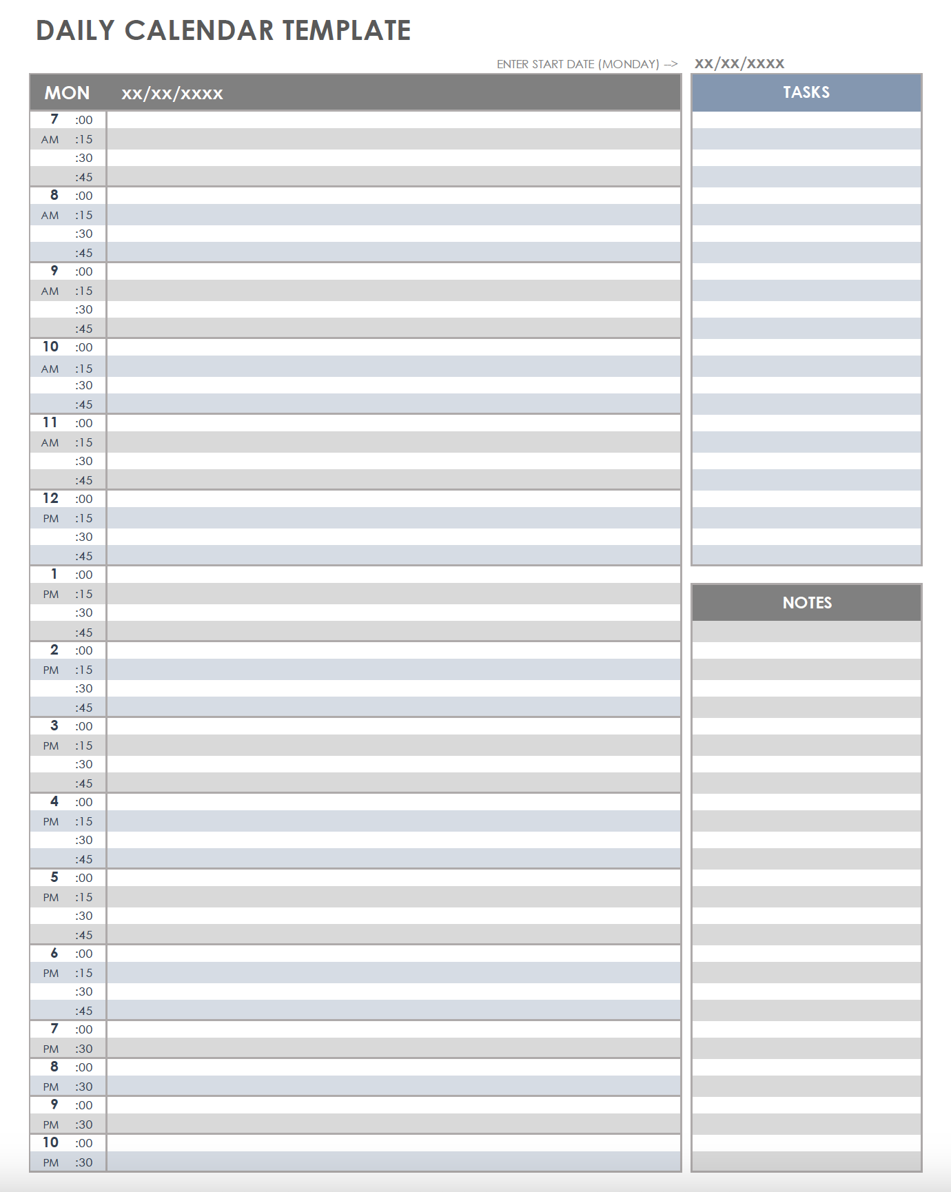 Blank Calendar Template Agenda Printable