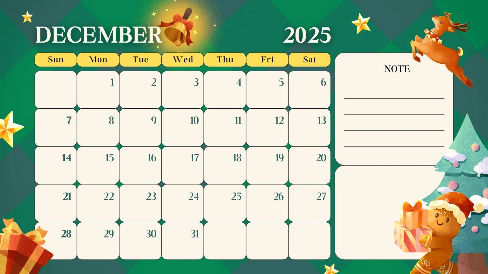 Free Printable Christmas December Calendar Templates