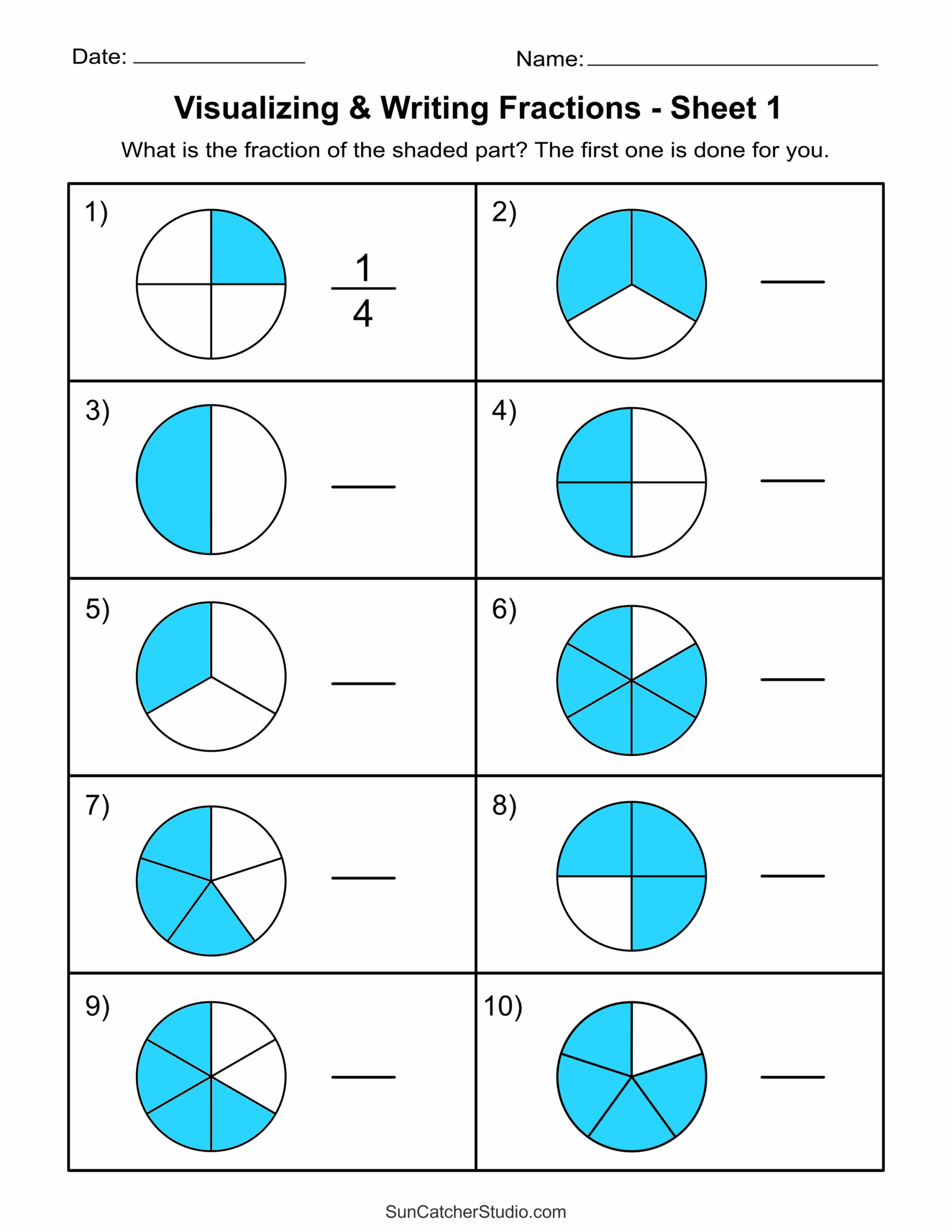 Printable Worksheets For Fractions