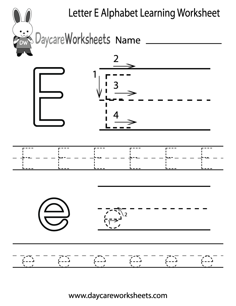 Free Printable Letter E Worksheet Preschool