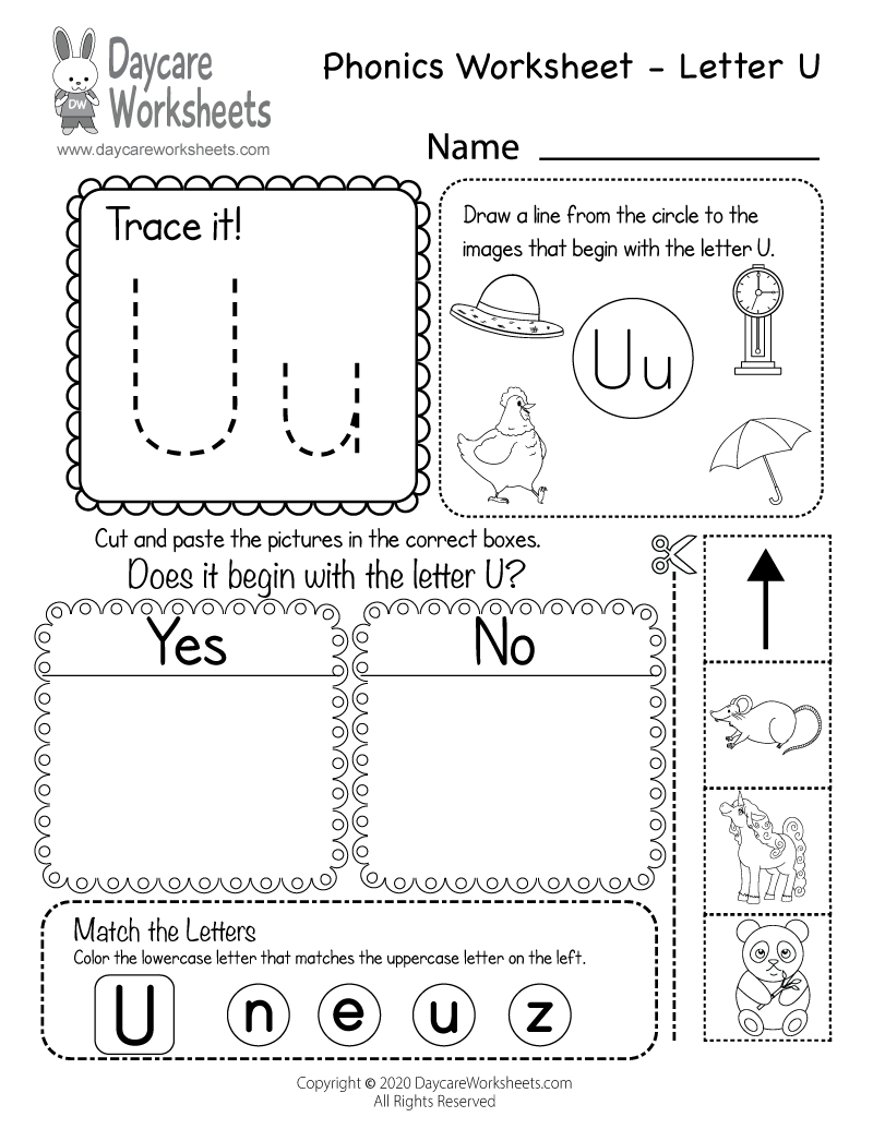 Free Printable Letter U Worksheets