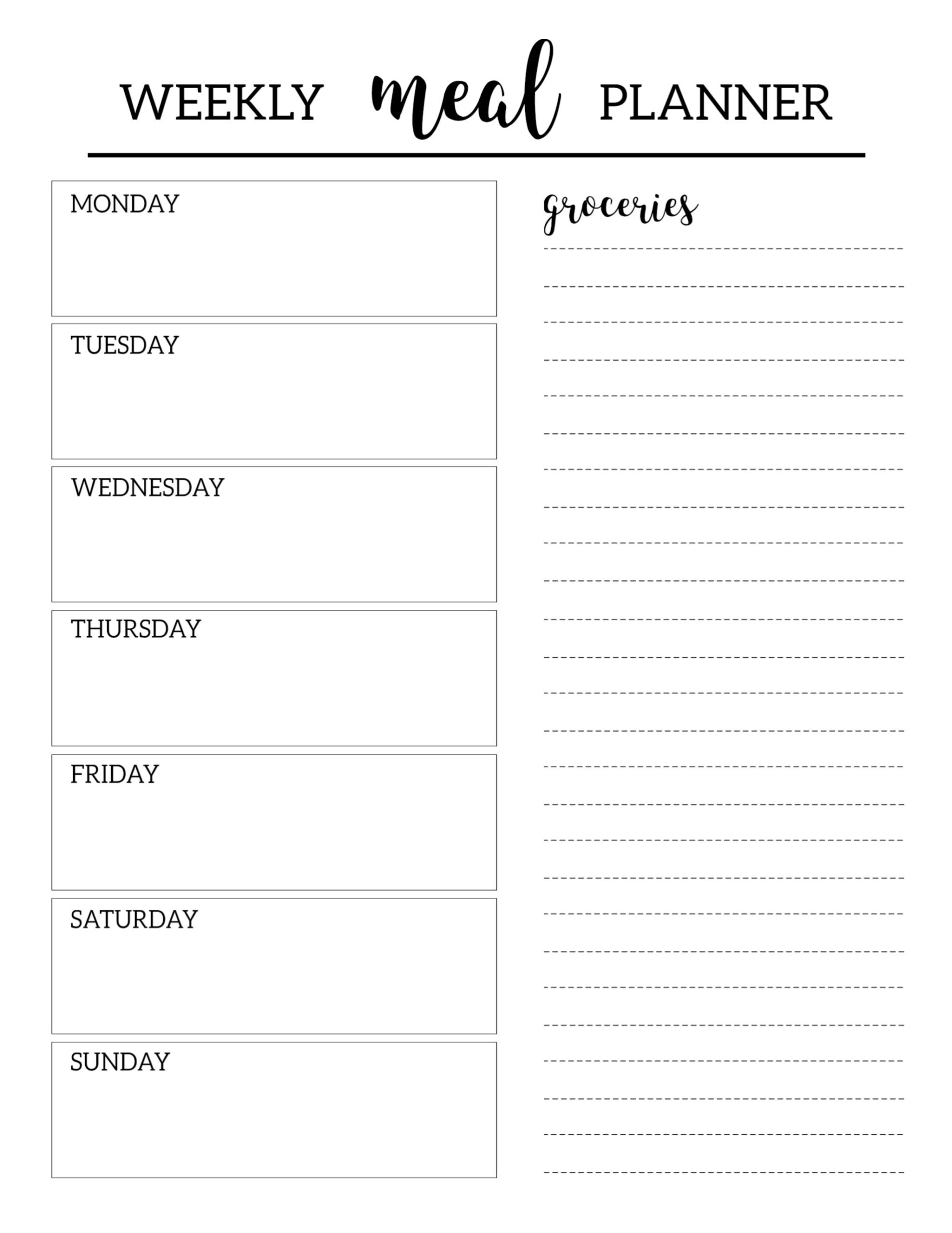 Printable Meal Planner Template