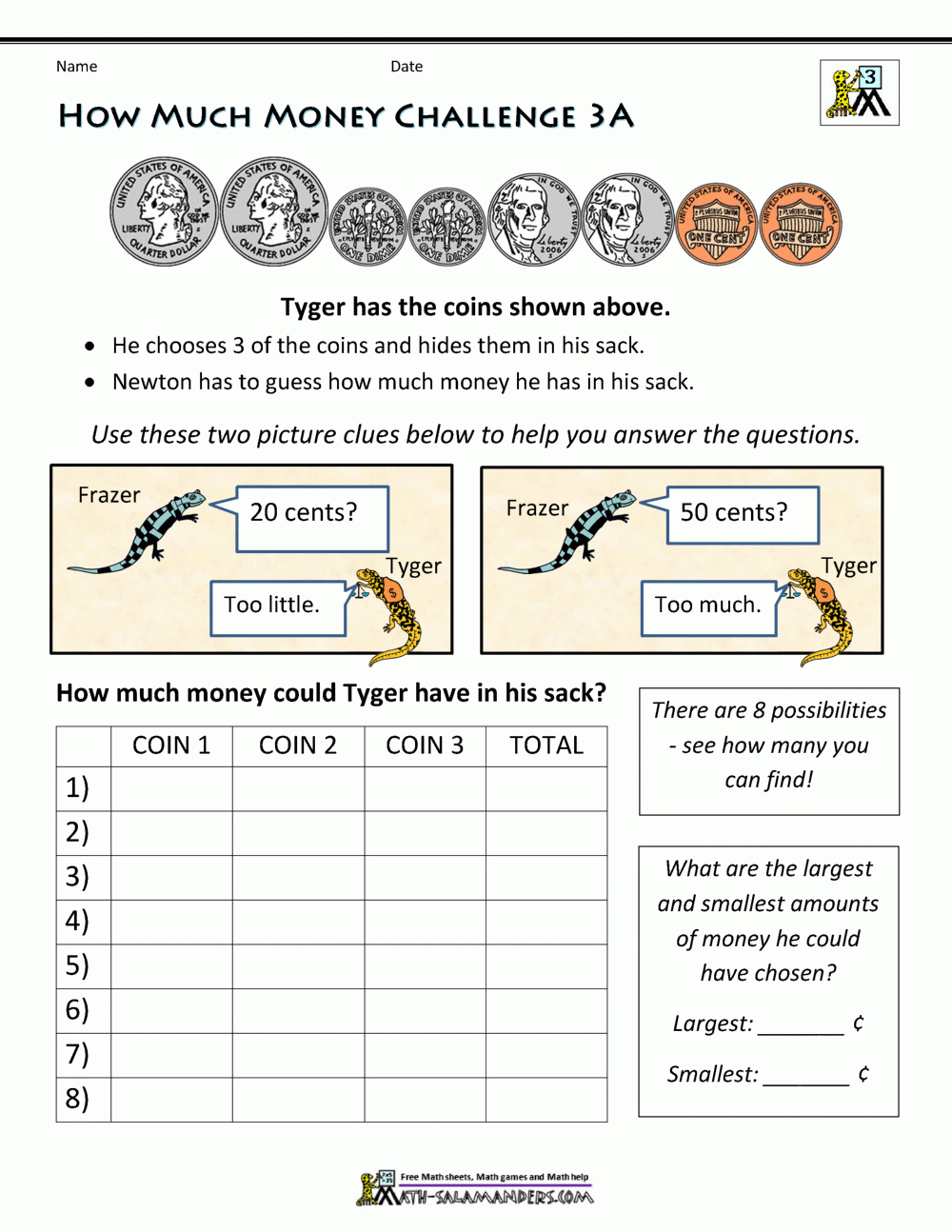Printable Money Worksheets For 3rd Grade