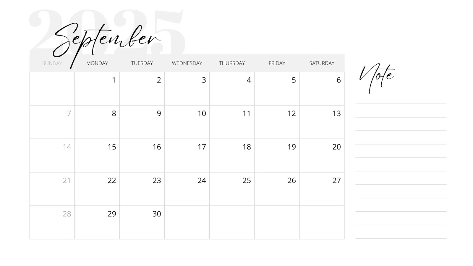 Free Printable Calendar September