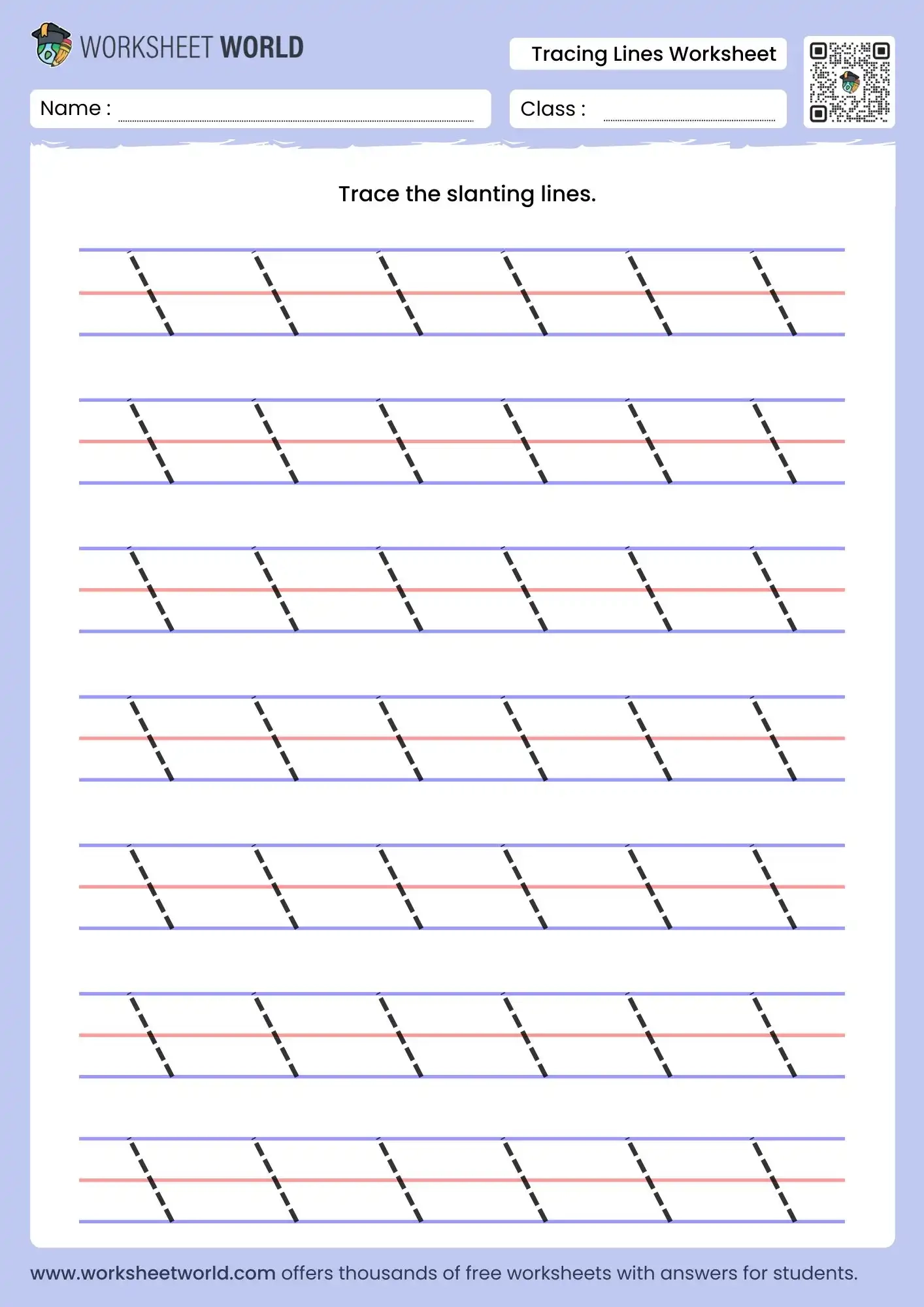 Tracing Slanted Lines Worksheets Printable