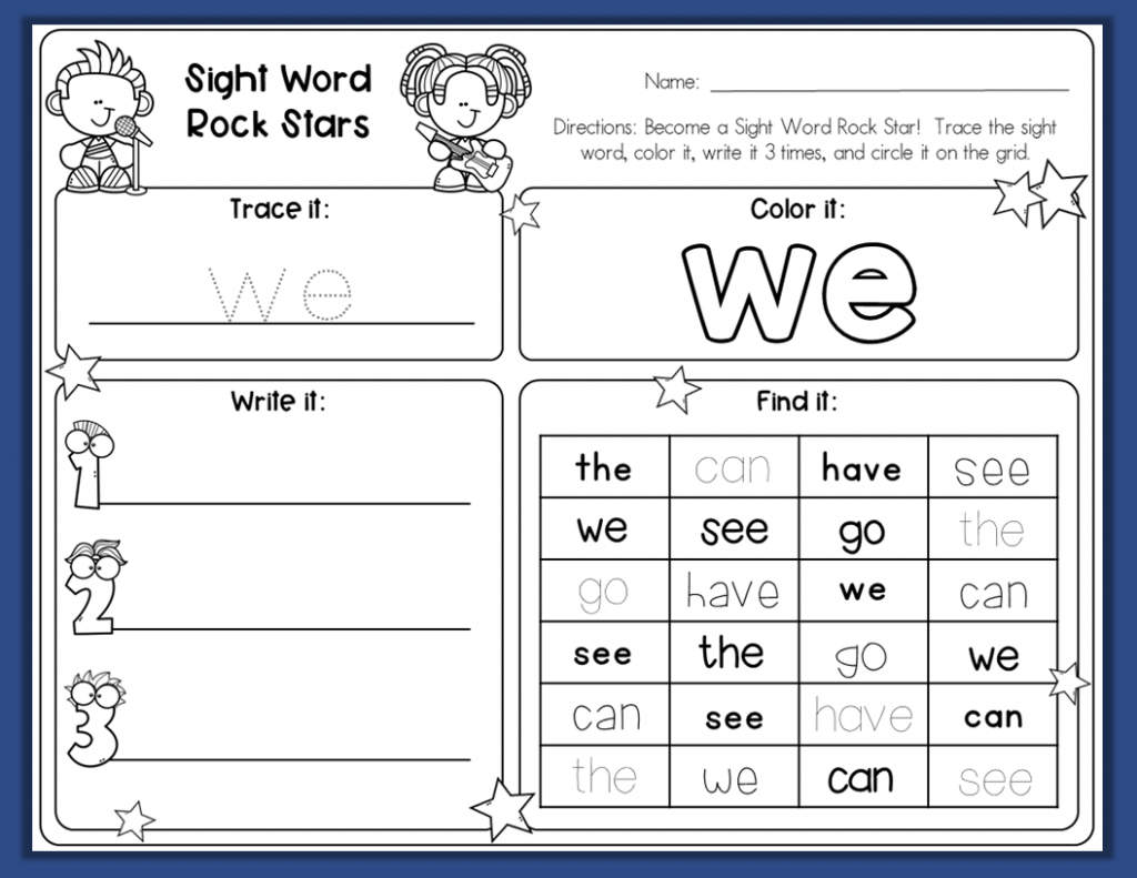 Free Printable WE Rock Star Sight Words Little Playful 