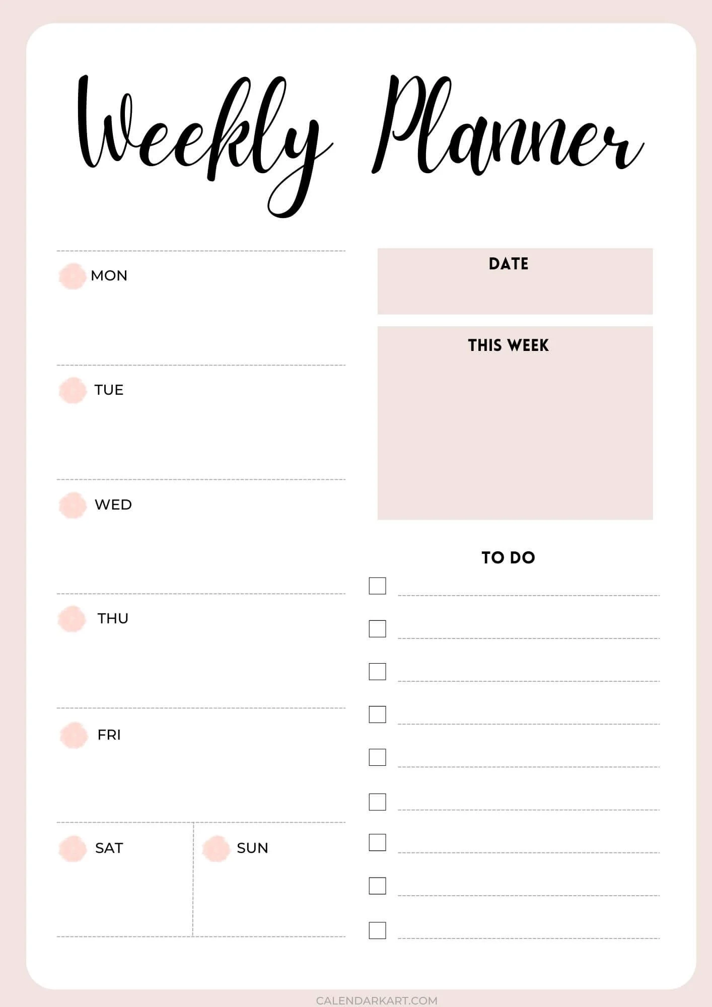 Printable Cute Weekly Planner Template