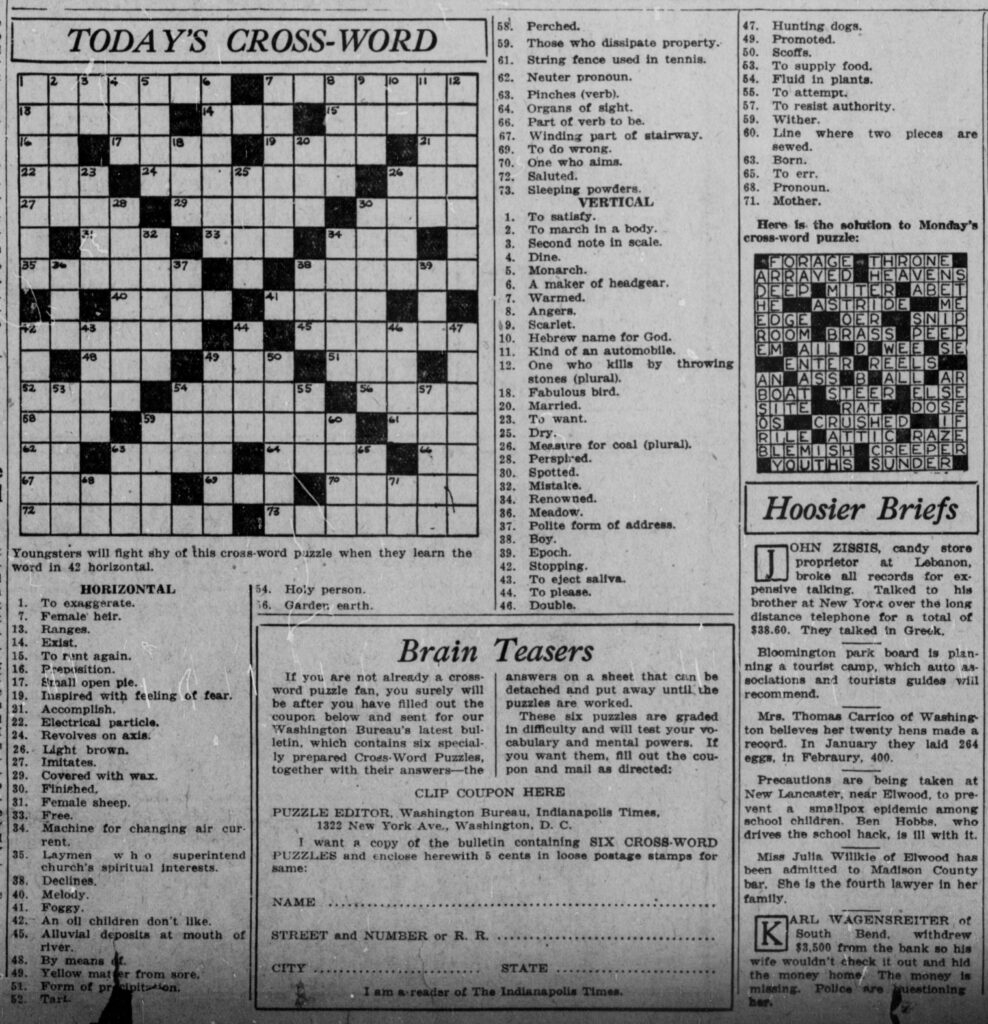 Free Printable Crossword Puzzles Washington