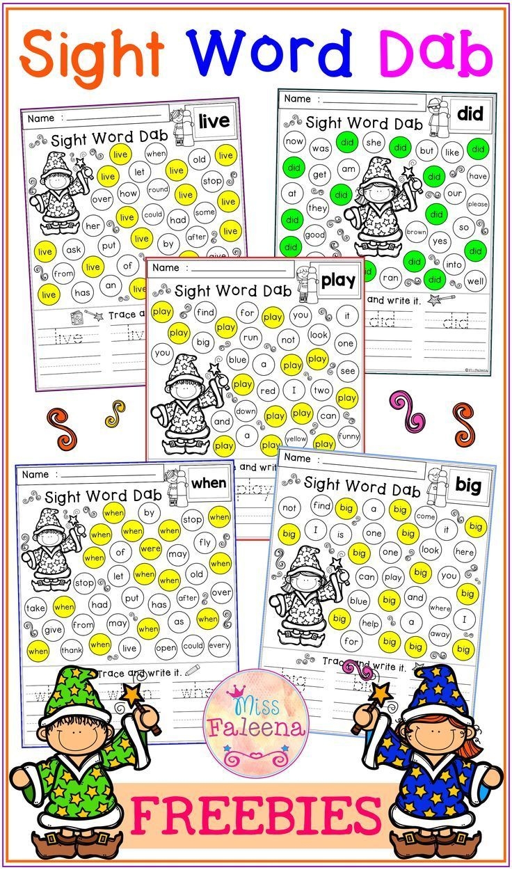 Free Sight Word Dab